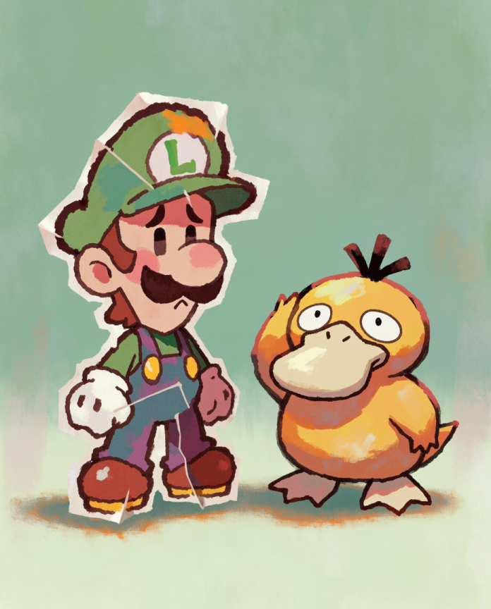 Luigi & Psyduck Pokémon fan art print — limited edition of 5