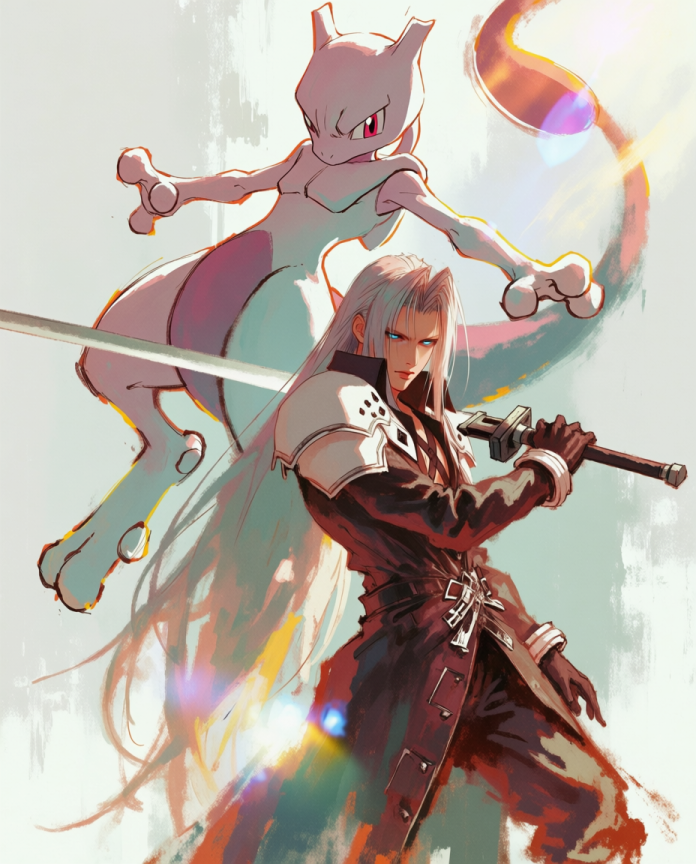 Sephiroth and Mewtwo artwork