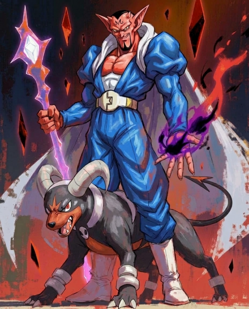 Dabura and Houndoom artwork