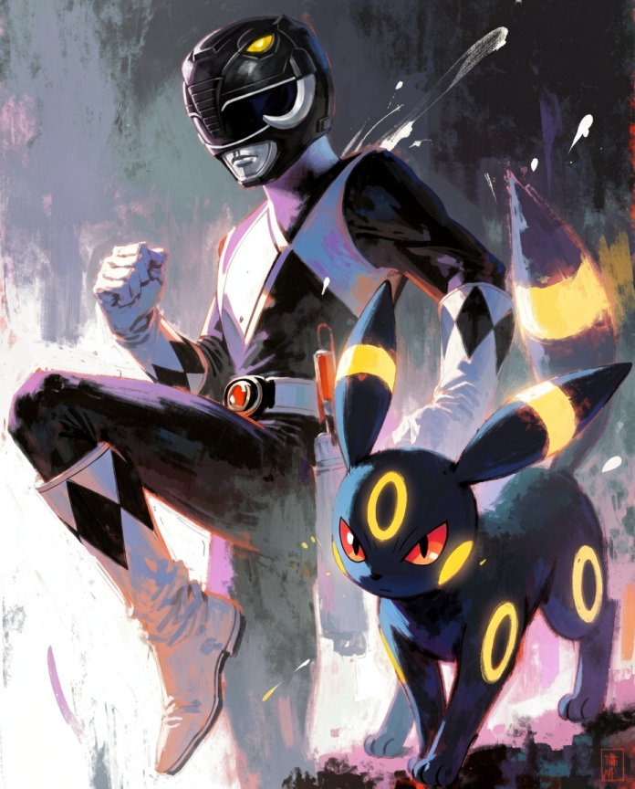 Black Ranger and Umbreon artwork