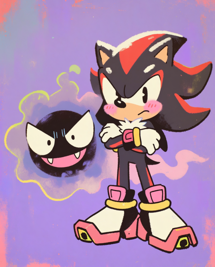 Shadow the Hedgehog & Gastly Pokémon fan art print — limited edition of 5