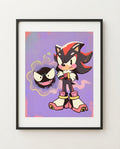 Shadow & Gastly kawaii art print framed on a wall — Sonic Pokémon crossover by Dammit.png