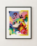 Psyduck — Overthinking spray paint art print framed on a wall