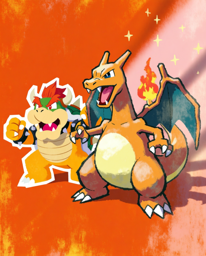 Bowser & Charizard Pokémon fan art print — limited edition of 5