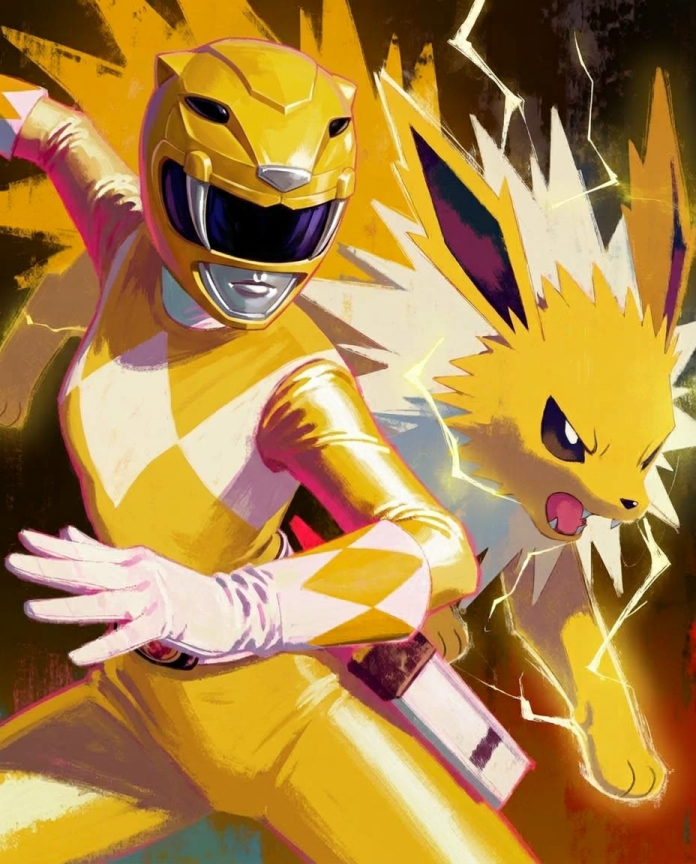 Yellow Ranger and Jolteon artwork