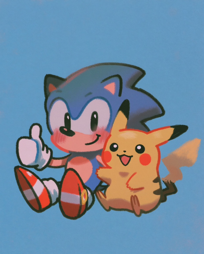 Sonic & Pikachu Pokémon fan art print — limited edition of 5