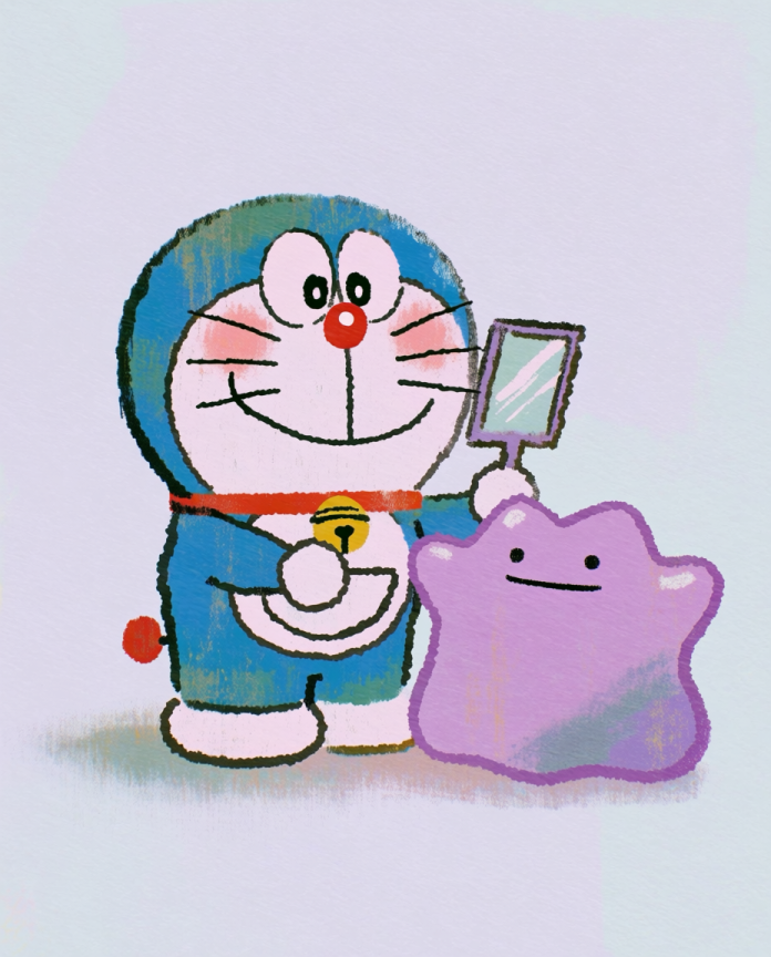 Doraemon & Ditto Pokémon fan art print — limited edition of 5