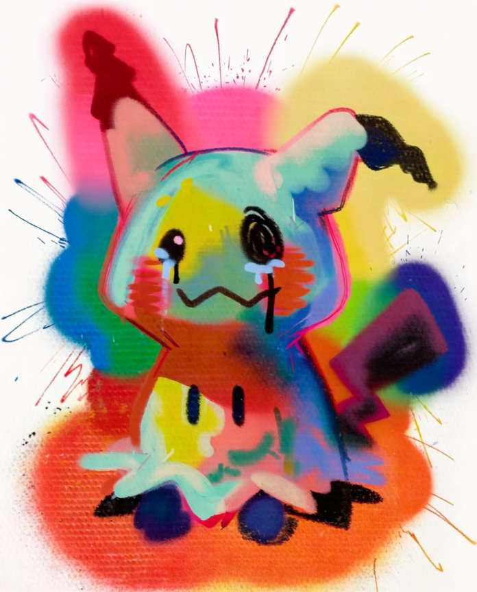 Mimikyu — Still Cute spray paint illustration by Dammit.png