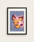 Pichu kawaii art print framed on a wall — Pokémon fan art by Dammit.png