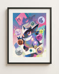 Gengar — Energy Rush Futuristic Rare EX art print framed in a black frame with white mat