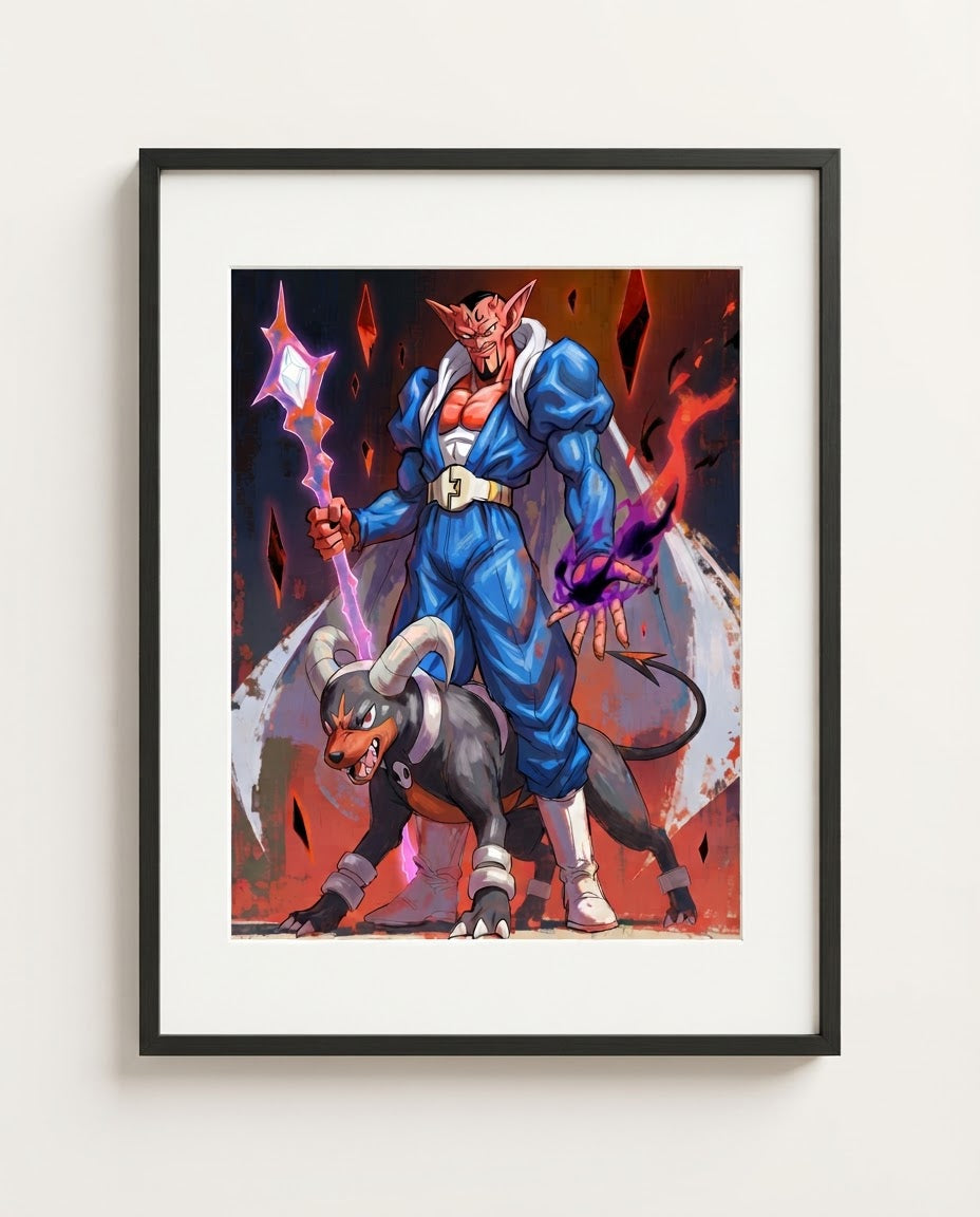Dabura and Houndoom framed art print