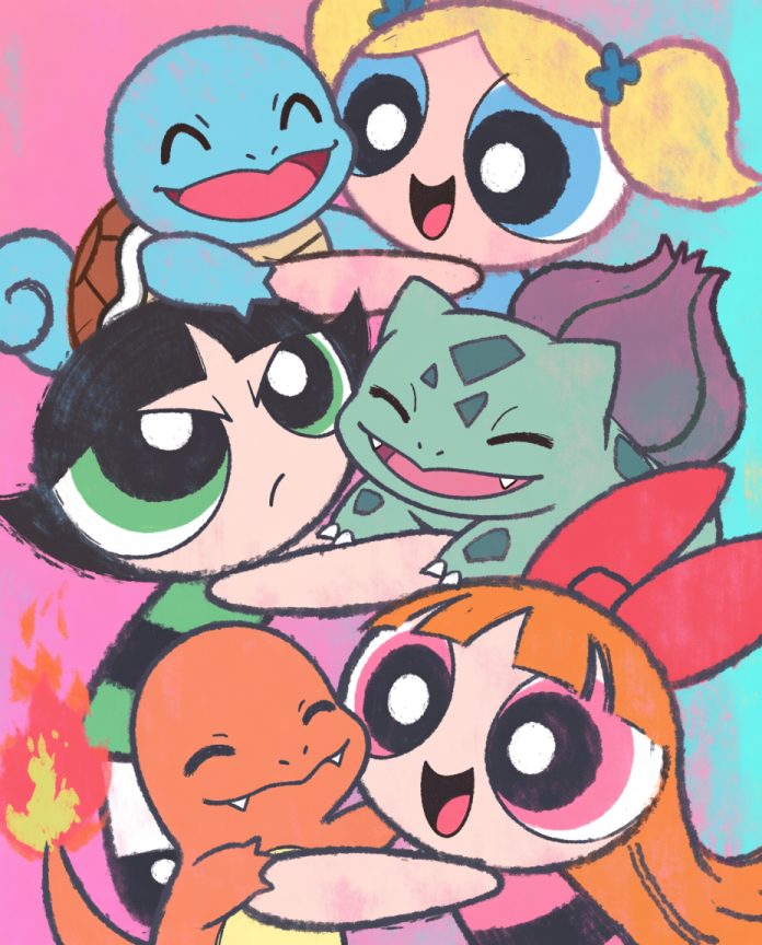 Powerpuff Girls and Kanto starters artwork