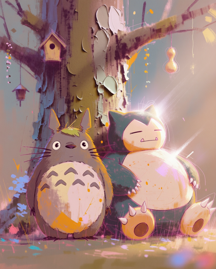 Totoro and Snorlax artwork