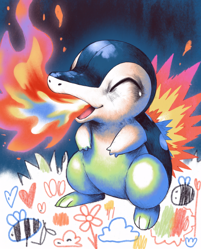 Cyndaquil — Flamethrower sketchbook illustration by Dammit.png
