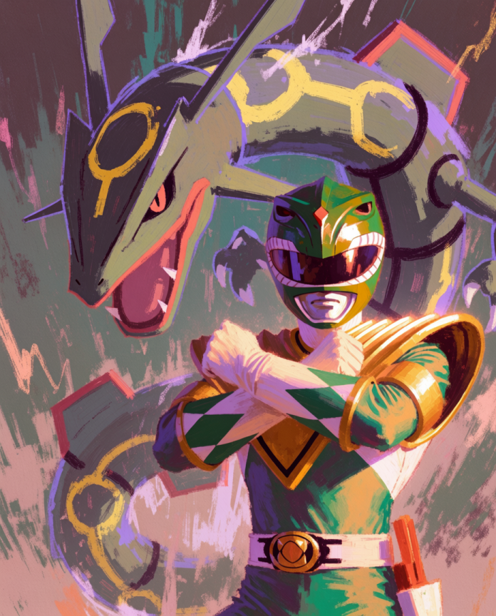 Green Ranger and Rayquaza artwork