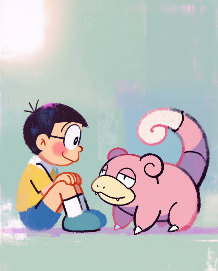Nobita & Slowpoke Pokémon fan art print — limited edition of 5