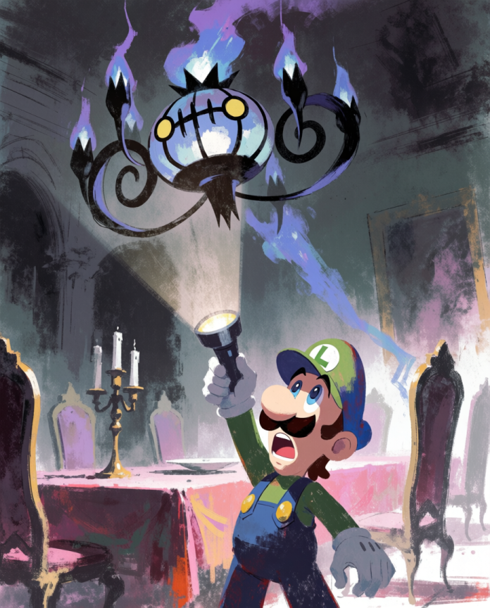Luigi and Chandelure artwork