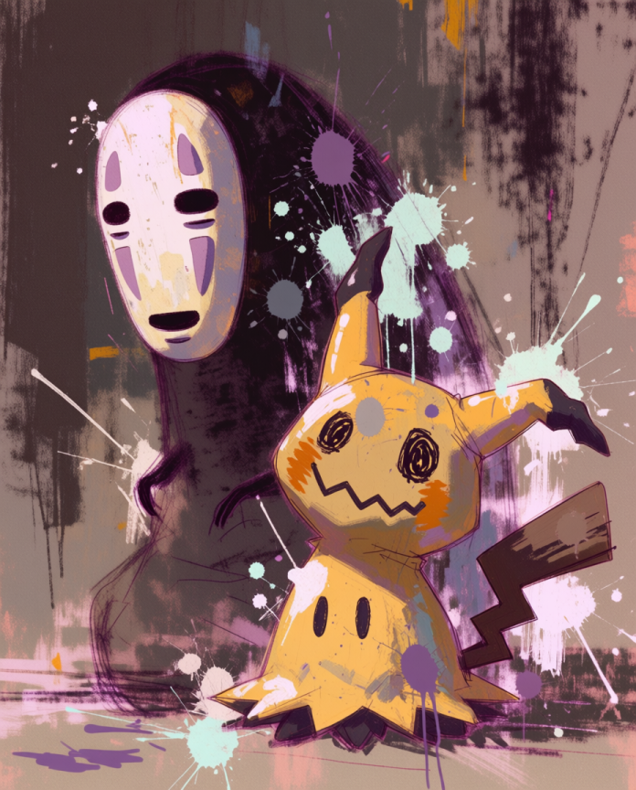 No-Face and Mimikyu artwork