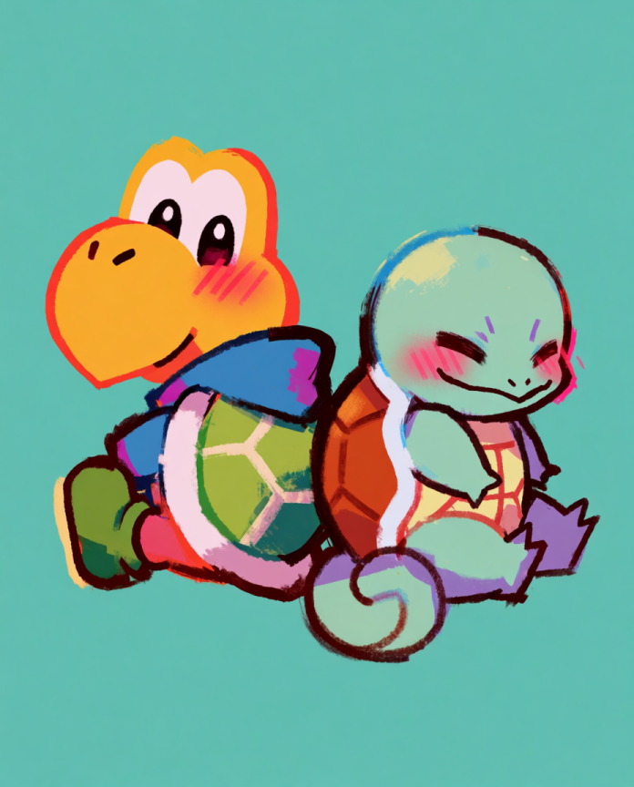 Koopa Troopa & Squirtle Pokémon fan art print — limited edition of 5