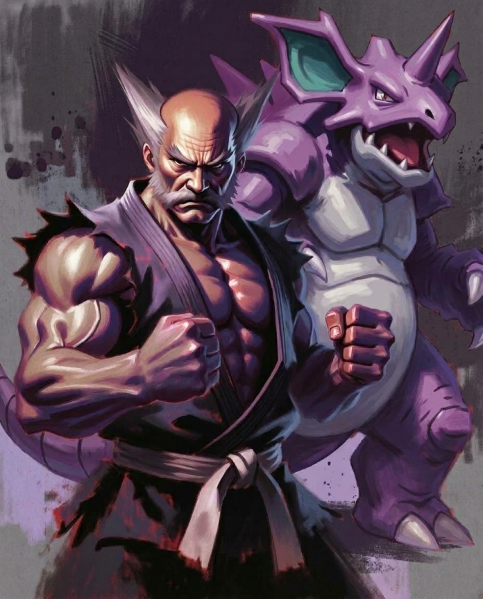 Heihachi Mishima & Nidoking Pokémon fan art print — limited edition of 5