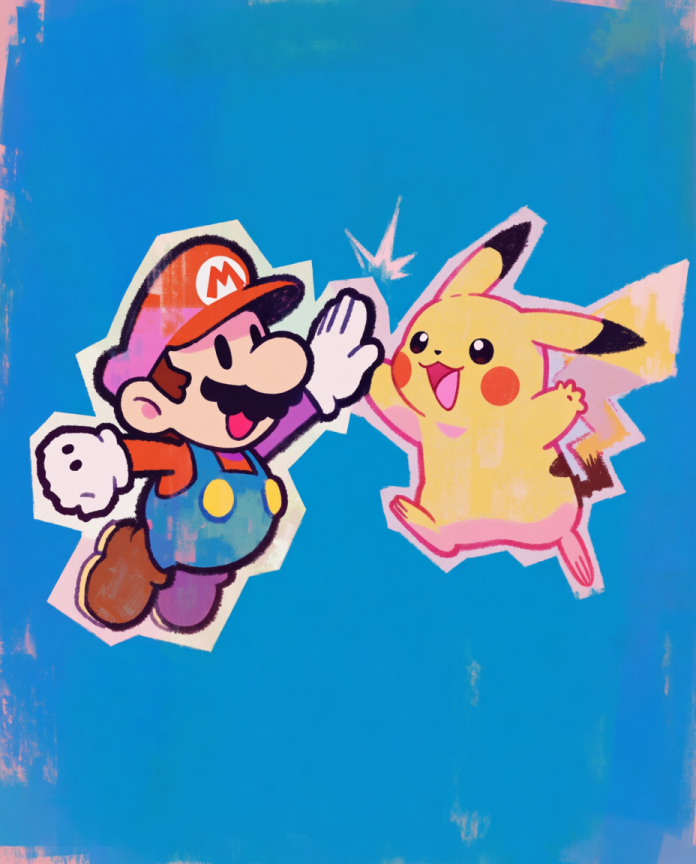 Mario & Pikachu Pokémon fan art print — limited edition of 5