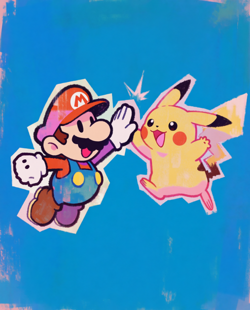 Mario & Pikachu Pokémon fan art print — limited edition of 5