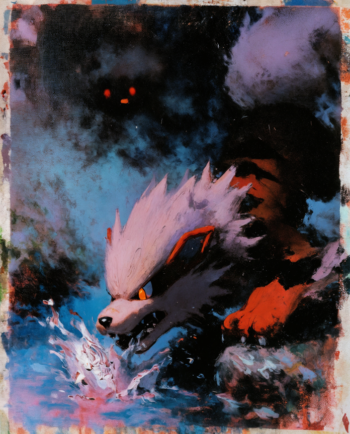 Arcanine — Extreme Speed impasto painting illustration by Dammit.png