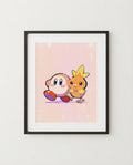 Waddle Dee & Torchic kawaii art print framed on a wall — Kirby Pokémon crossover by Dammit.png