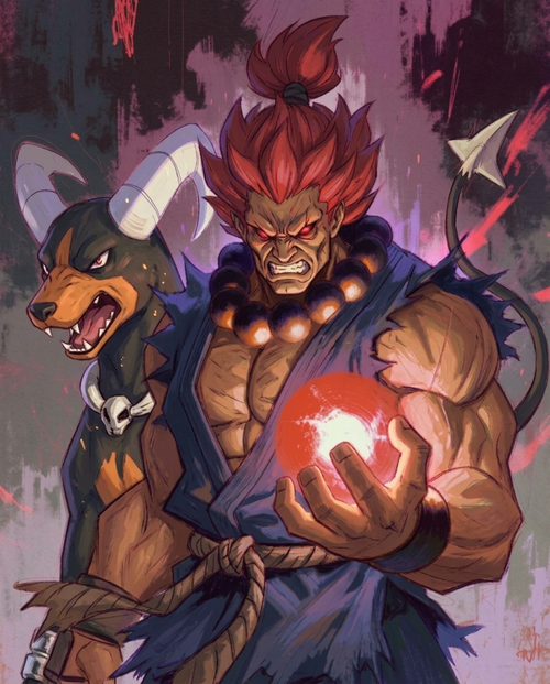 Akuma & Houndoom Pokémon fan art print — limited edition of 5