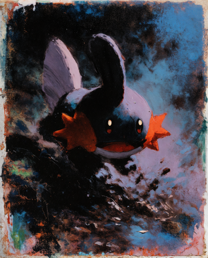 Mudkip — Mud Bath impasto painting illustration by Dammit.png