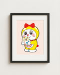 Dorami & Togepi art print framed on a wall — Doraemon Pokémon crossover by Dammit.png