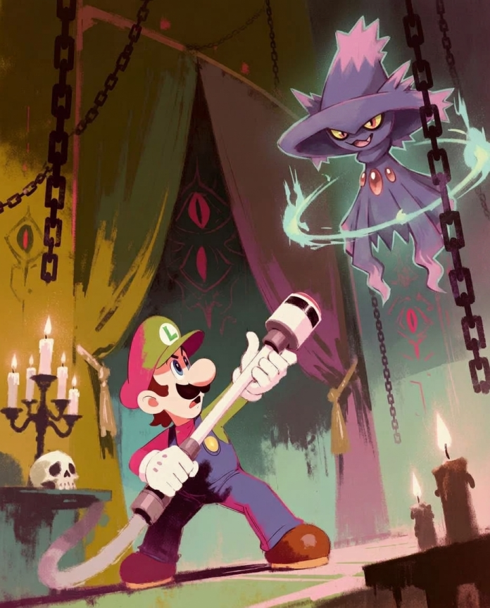 Luigi and Mismagius artwork