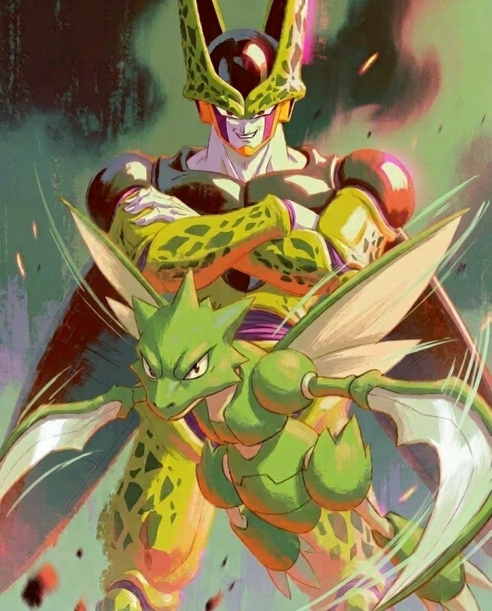 Perfect Cell and Scyther artwork