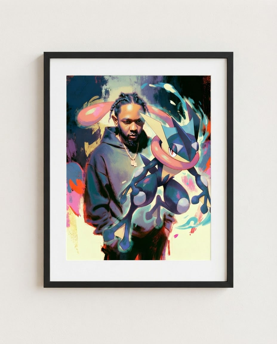 Kendrick and Greninja framed art print