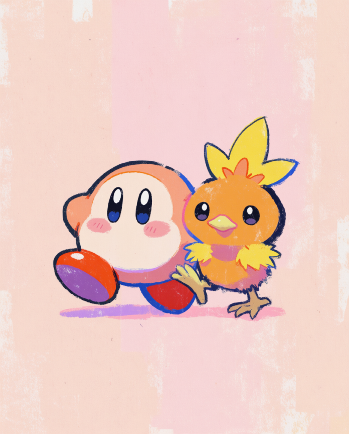 Waddle Dee & Torchic Pokémon fan art print — limited edition of 5