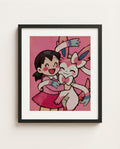 Shizuka & Sylveon art print framed on a wall — Doraemon Pokémon crossover by Dammit.png