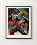 Devil Jin & Giratina art print framed on a wall — Tekken Pokémon crossover by Dammit.png