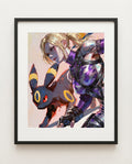 Nina Williams & Umbreon art print framed on a wall — Tekken Pokémon crossover by Dammit.png