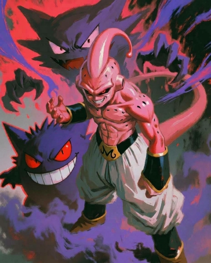 Super Buu and Gengar artwork