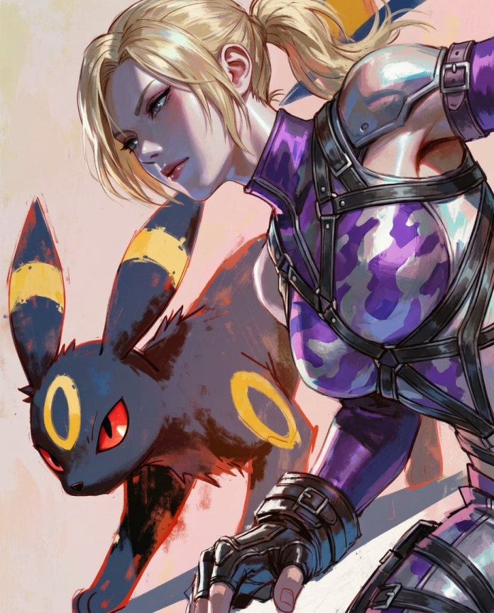 Nina Williams & Umbreon Pokémon fan art print — limited edition of 5