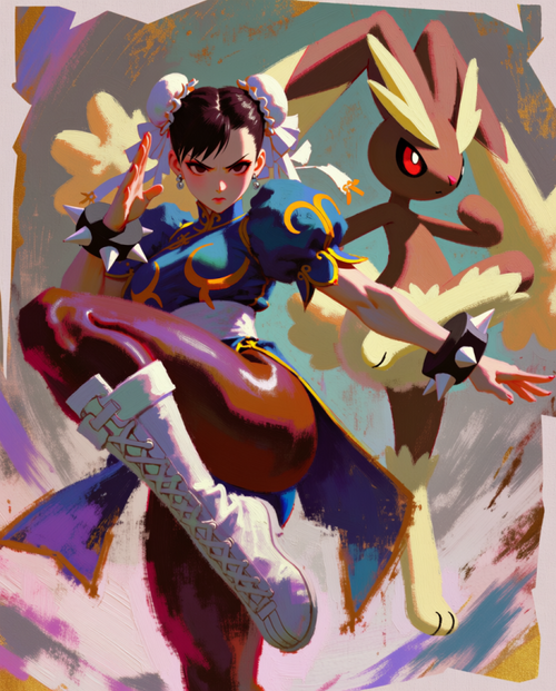 Chun-Li & Lopunny Pokémon fan art print — limited edition of 5