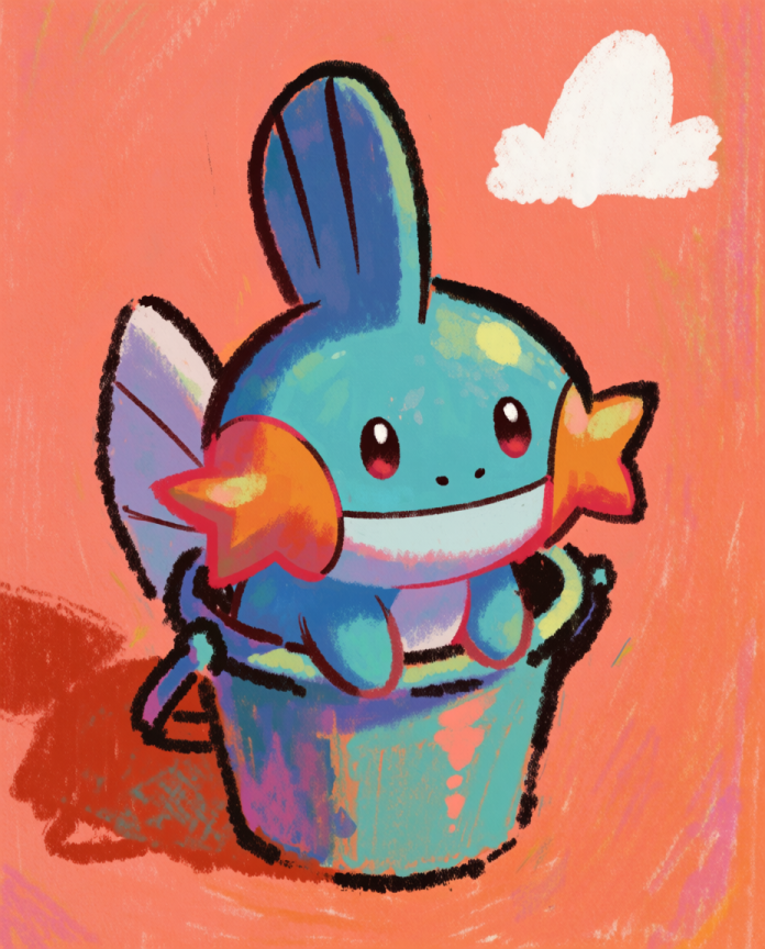 Mudkip Bucket Buddy Pokémon art print — limited edition of 5