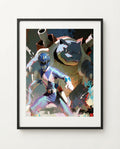 Blue Ranger and Blastoise framed art print