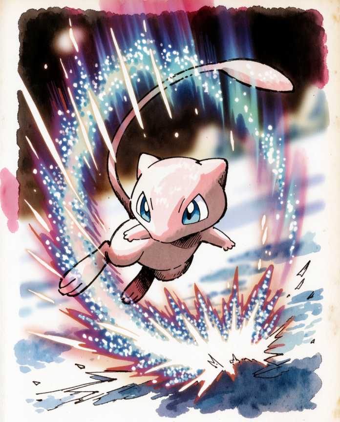 Mew Meteor Shower Pokémon art print — limited edition of 5