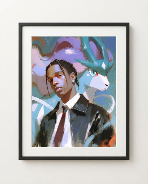 ASAP Rocky and Suicune framed art print