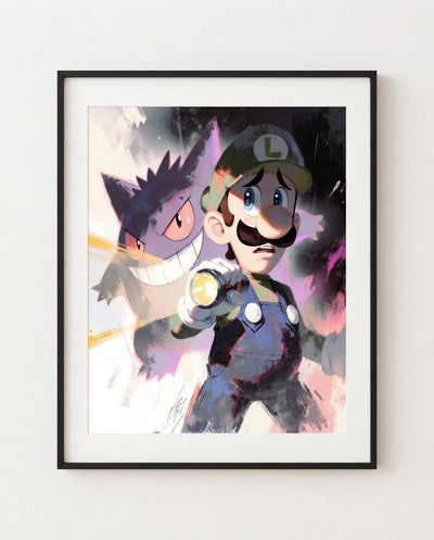 Luigi and Gengar framed art print