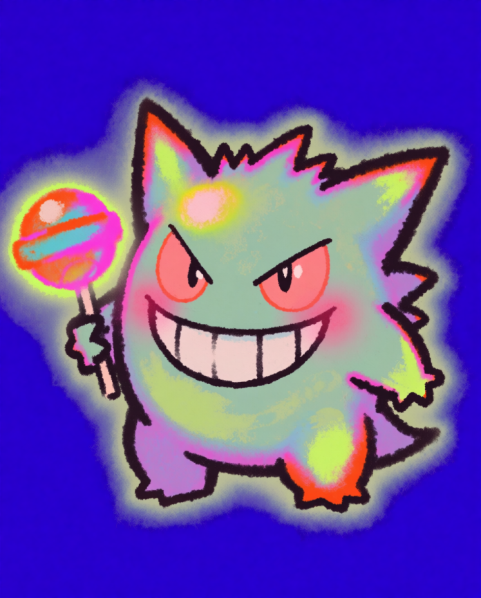 Gengar — Lollipop neon kawaii illustration by Dammit.png