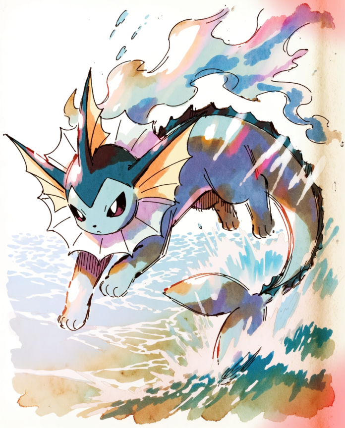 Vaporeon Aqua Jet Pokémon art print — limited edition of 5