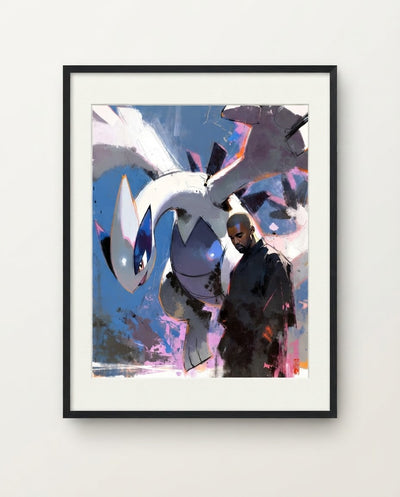 Kanye and Lugia framed art print