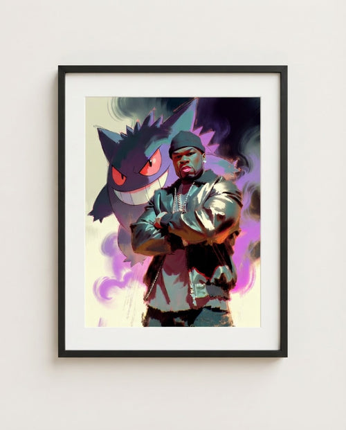 50 Cent and Gengar framed art print